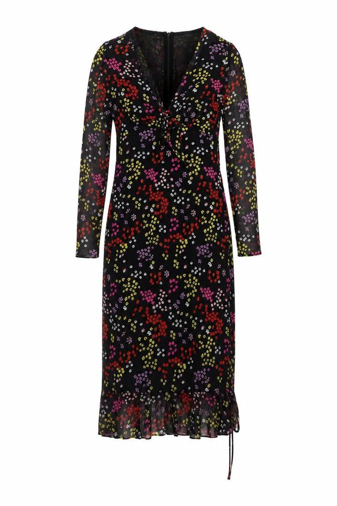 The East Order Womens Black Floral Polyester Maxi Size S V-Neck Pullover