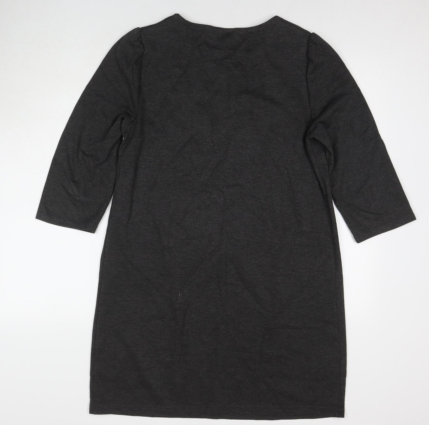 New Look Womens Grey Polyester A-Line Size 14 Round Neck Pullover