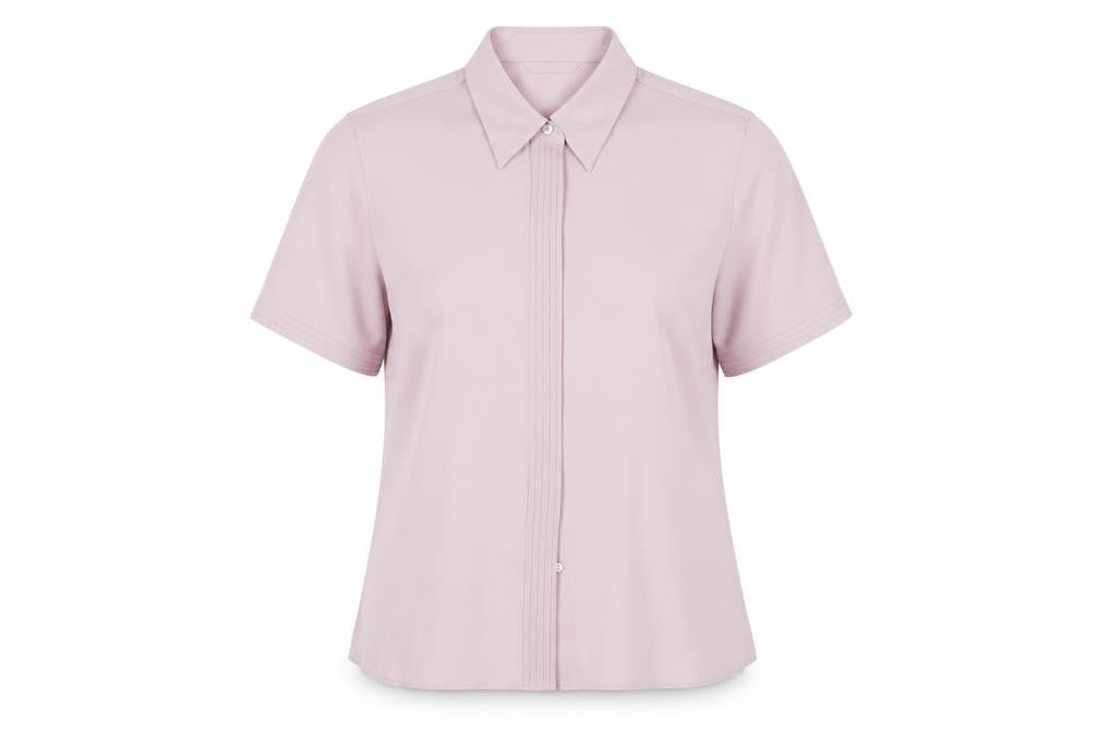 Marks & Spencer Womens Pink Polyester Basic Button-Up Size 14 Collared