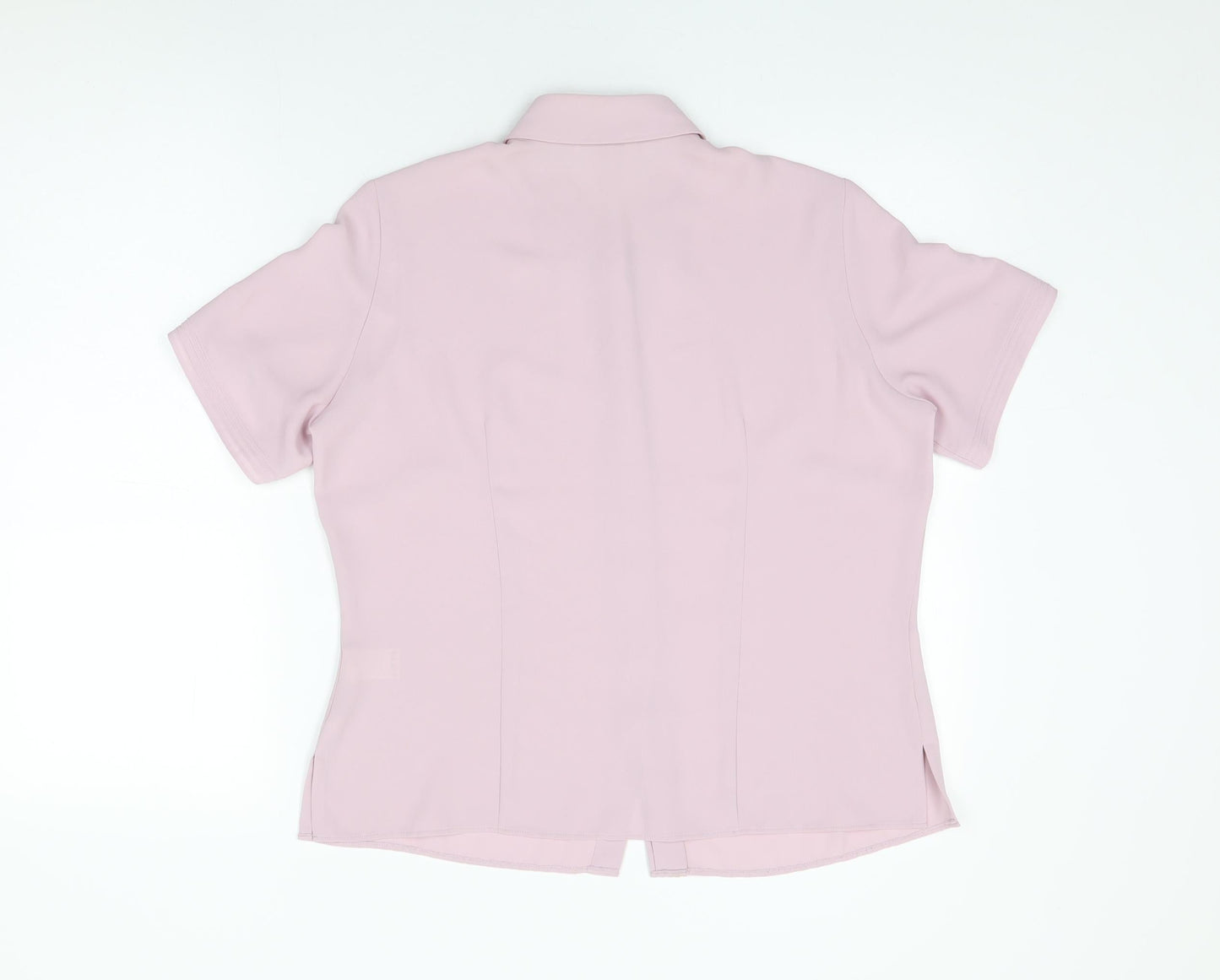 Marks and Spencer Womens Pink Polyester Basic Button-Up Size 14 Collared