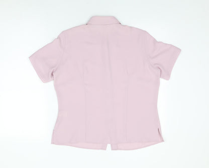Marks & Spencer Womens Pink Polyester Basic Button-Up Size 14 Collared