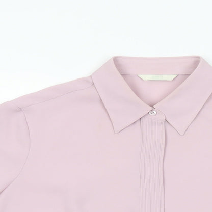 Marks & Spencer Womens Pink Polyester Basic Button-Up Size 14 Collared