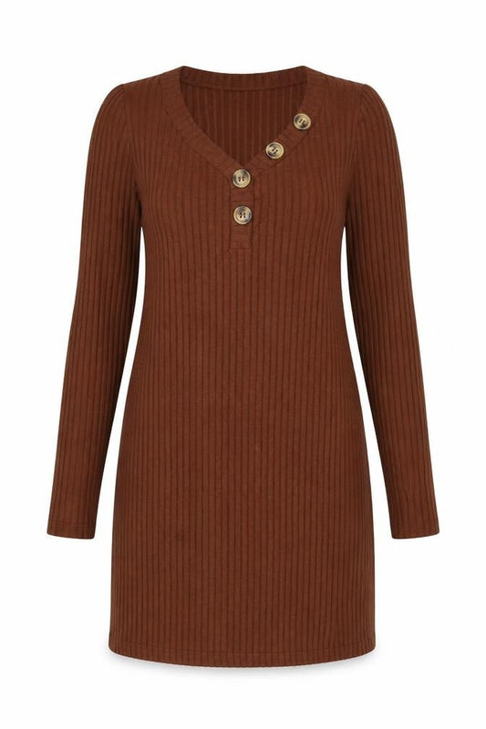 Miss Selfridge Womens Brown Polyester Shift Size 14 V-Neck Pullover