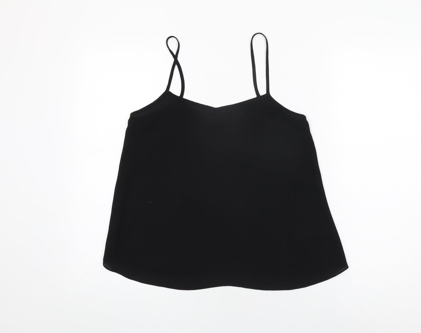 Topshop Womens Black Polyester Camisole T-Shirt Size 12 V-Neck