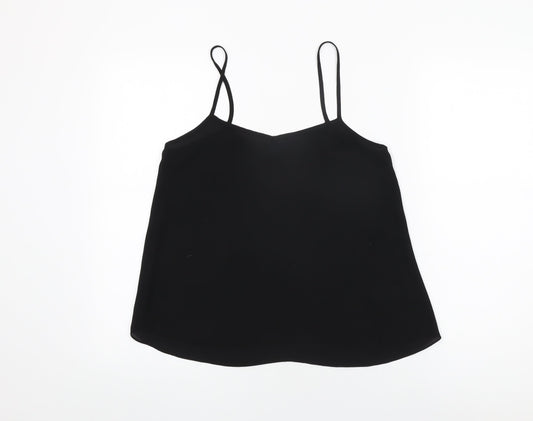 Topshop Womens Black Polyester Camisole T-Shirt Size 12 V-Neck