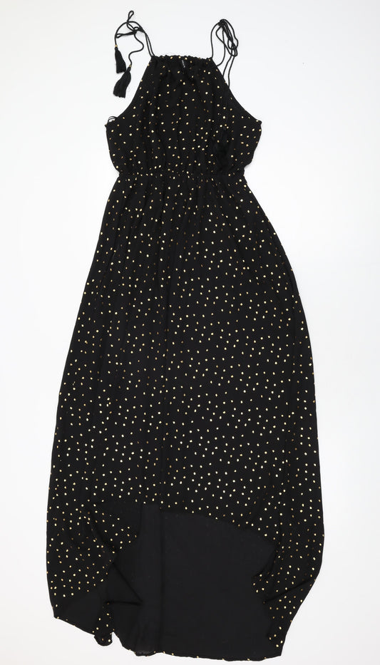 Calliope Womens Black Polka Dot Polyester Shift Size M Round Neck Tie