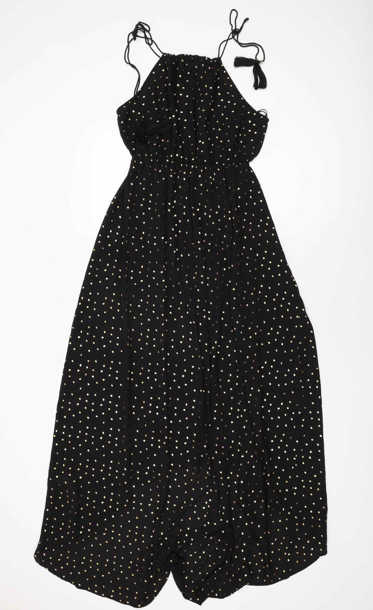 Calliope Womens Black Polka Dot Polyester Shift Size M Round Neck Tie