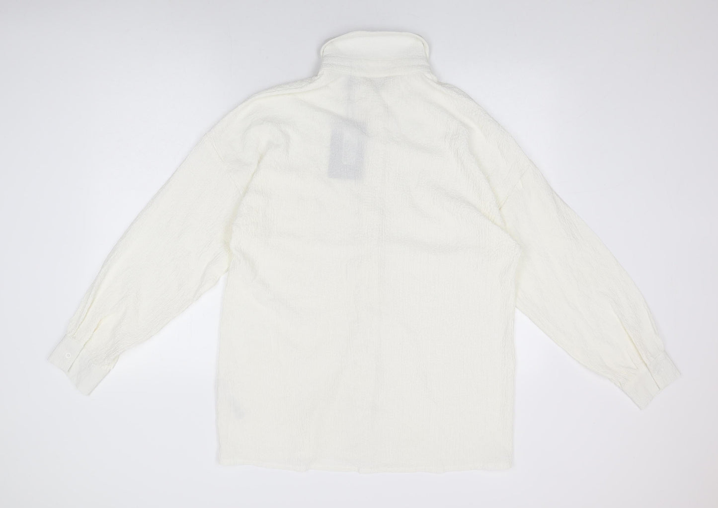 PRETTYLITTLETHING Womens White Polyester Basic Button-Up Size 12 Collared