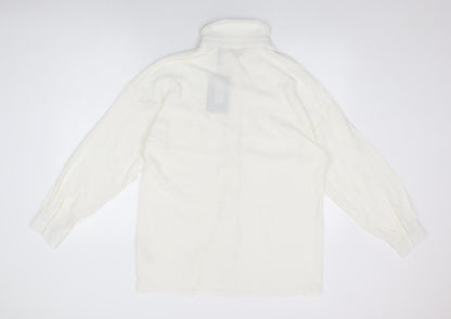 PRETTYLITTLETHING Womens White Polyester Basic Button-Up Size 12 Collared