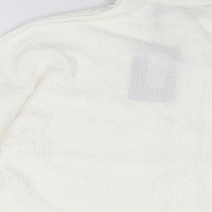 PRETTYLITTLETHING Womens White Polyester Basic Button-Up Size 12 Collared