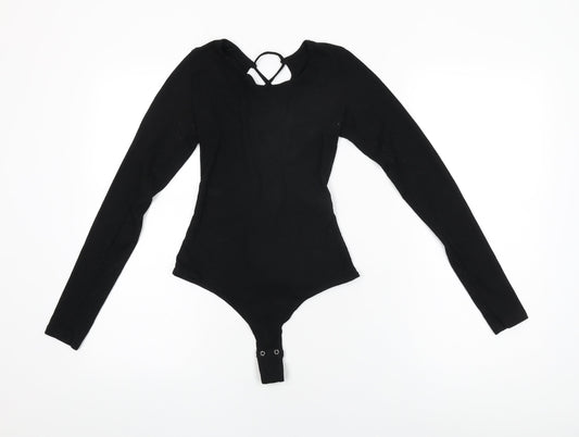 Garage Womens Black Polyester Bodysuit One-Piece Size S Snap