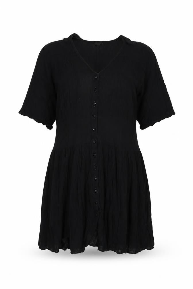 ASOS Womens Black Viscose Shift Size 10 V-Neck Button