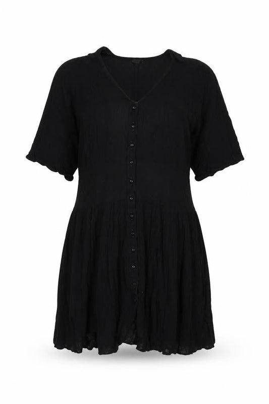 ASOS Womens Black Viscose Shift Size 10 V-Neck Button