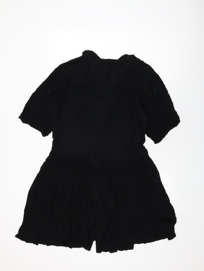 Back view of ASOS women’s black viscose shift, size UK 10, v-neck button