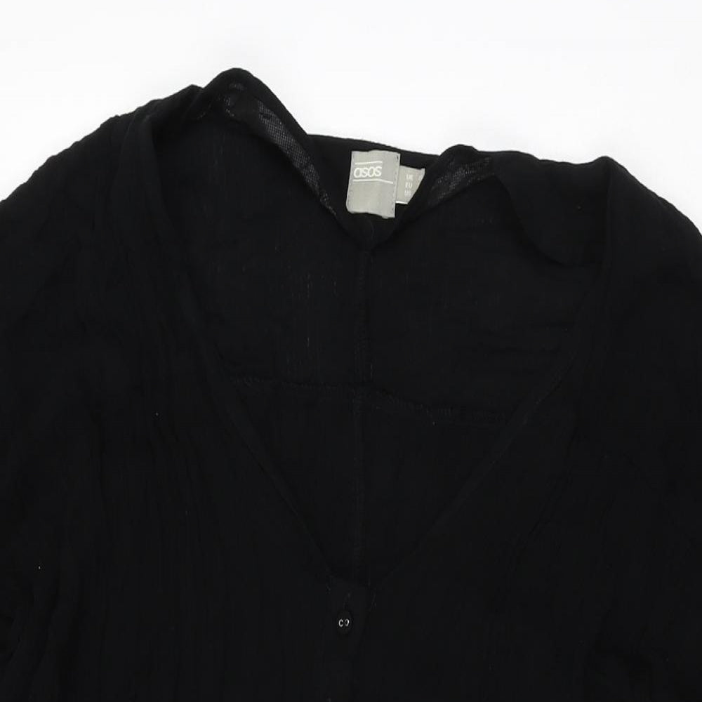 ASOS Womens Black Viscose Shift Size 10 V-Neck Button