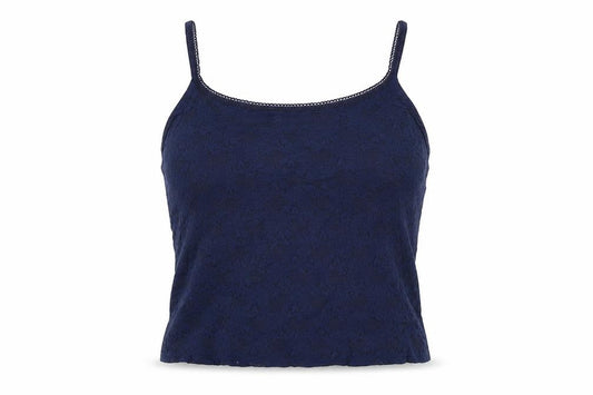 Marks and Spencer Womens Blue Floral Polyamide Cropped T-Shirt Size 12 Round Neck