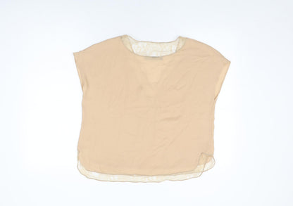 Zara Womens Beige Polyester Basic Blouse Size S V-Neck