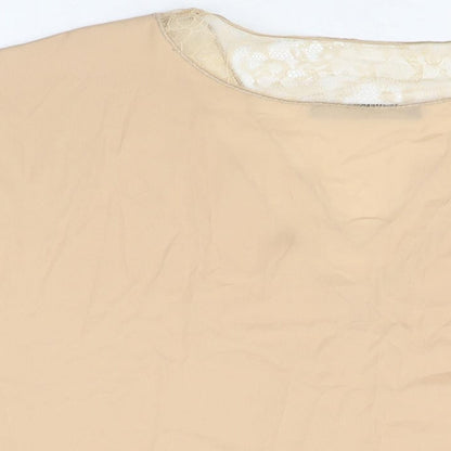 Zara Womens Beige Polyester Basic Blouse Size S V-Neck