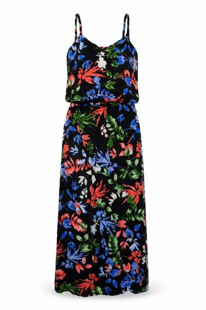 Capsule Womens Black Floral Viscose Maxi Size 14 Round Neck Pullover