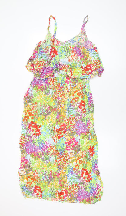 Capsule Womens Multicoloured Floral Viscose Shift Size 14 Round Neck Pullover