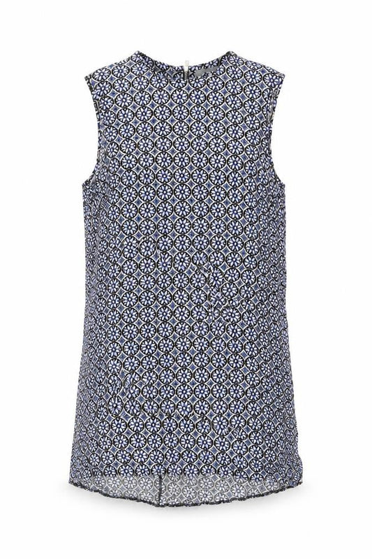Dorothy Perkins Womens Blue Floral Viscose Shift Size 8 Round Neck Zip