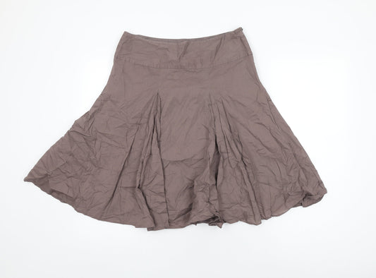 Dorothy Perkins Womens Brown Cotton Swing Skirt Size 12 Zip