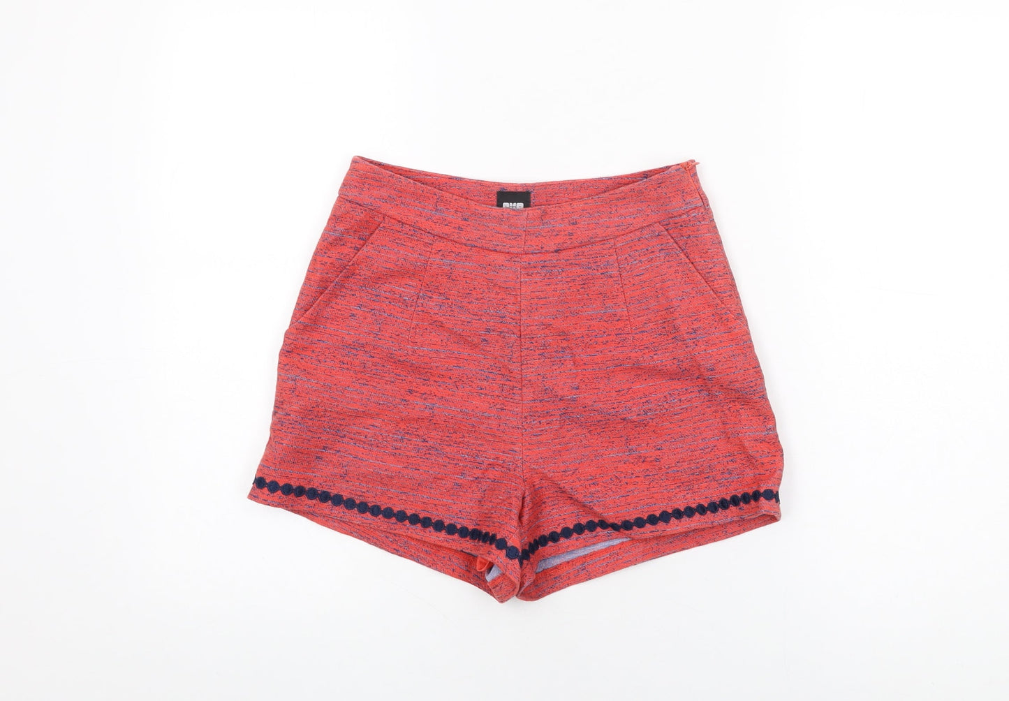 Ello Womens Pink Geometric Polyester Basic Shorts Size S L3 in Regular Zip
