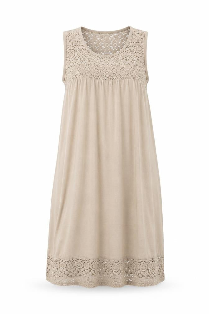 H&M Womens Beige Viscose Shift Size M Round Neck Pullover