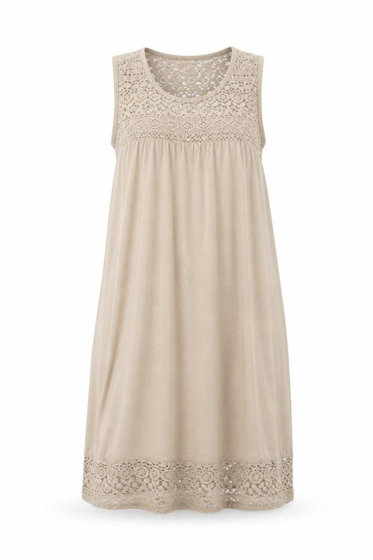 H&M Womens Beige Viscose Shift Size M Round Neck Pullover