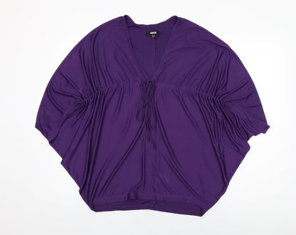 Additional front view of ASOS women’s purple polyester basic blouse, size UK 8, v-neck