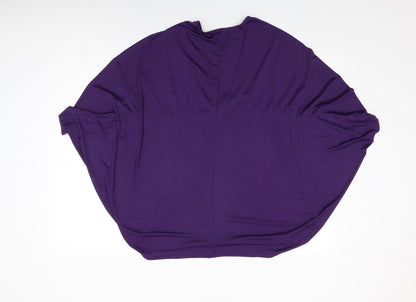 Back view of ASOS women’s purple polyester basic blouse, size UK 8, v-neck