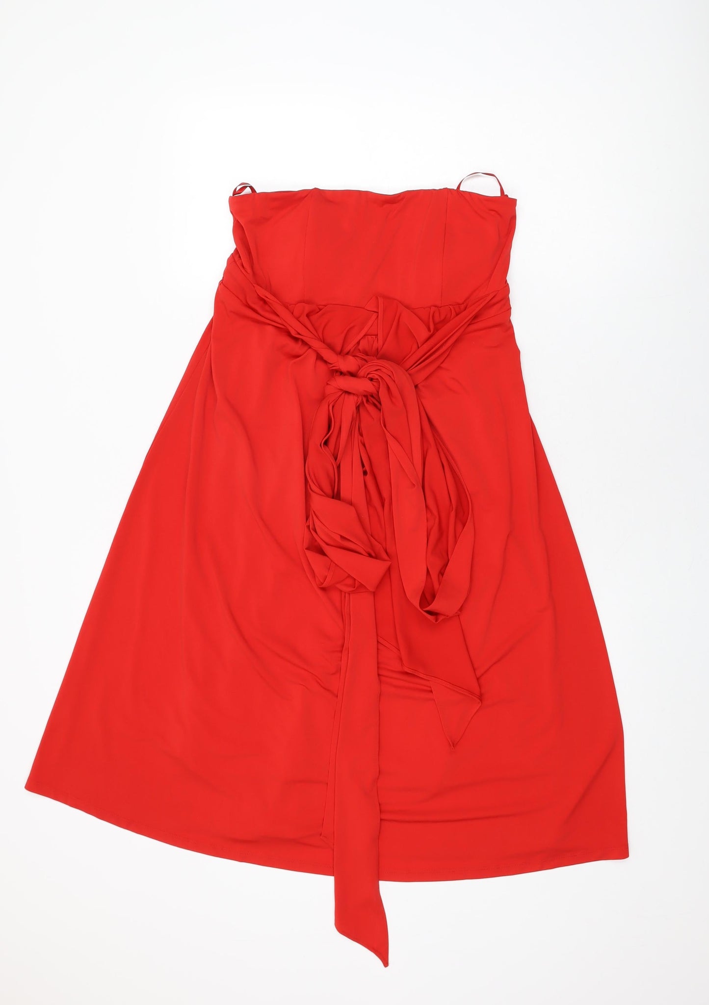 Truth & Fable Womens Red Polyester Shift Size S Off the Shoulder Tie