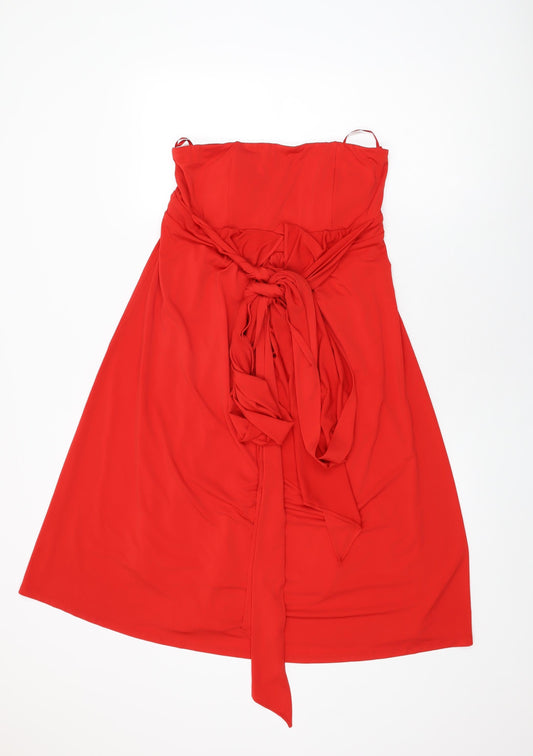 Truth & Fable Womens Red Polyester Shift Size S Off the Shoulder Tie
