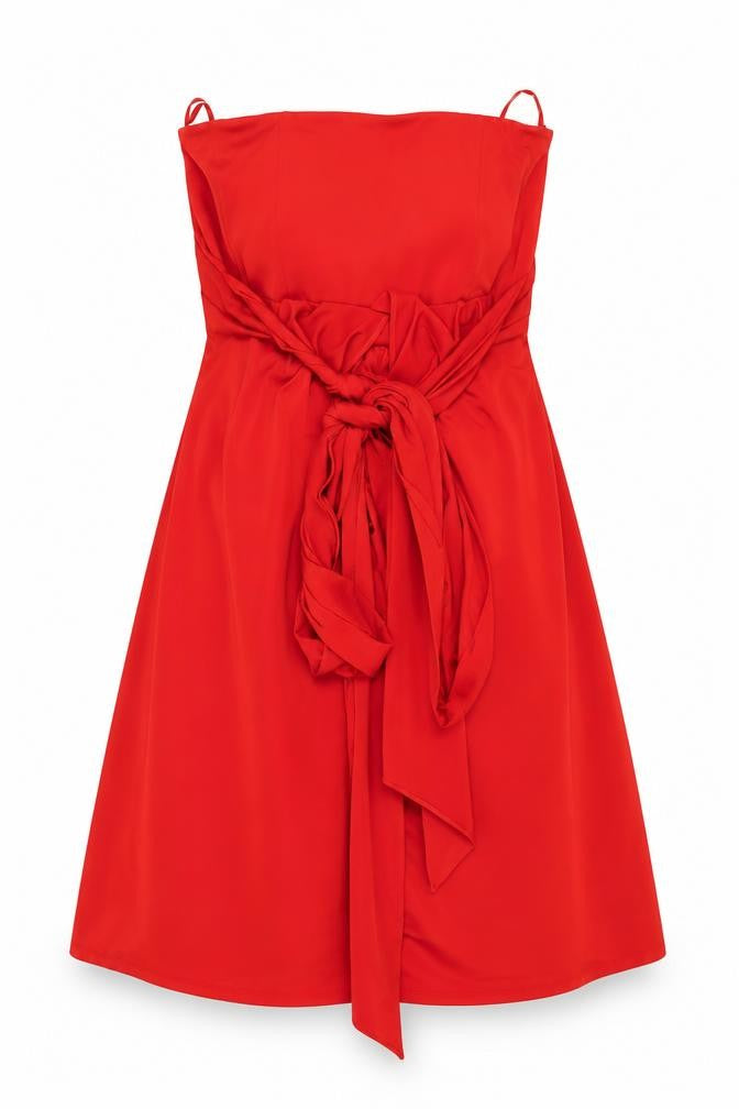 Truth & Fable Womens Red Polyester Shift Size S Off the Shoulder Tie