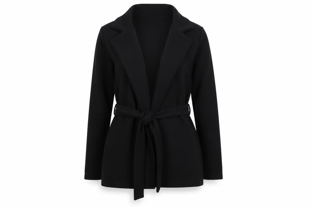 PRETTYLITTLETHING Womens Black Jacket Size 10 Tie