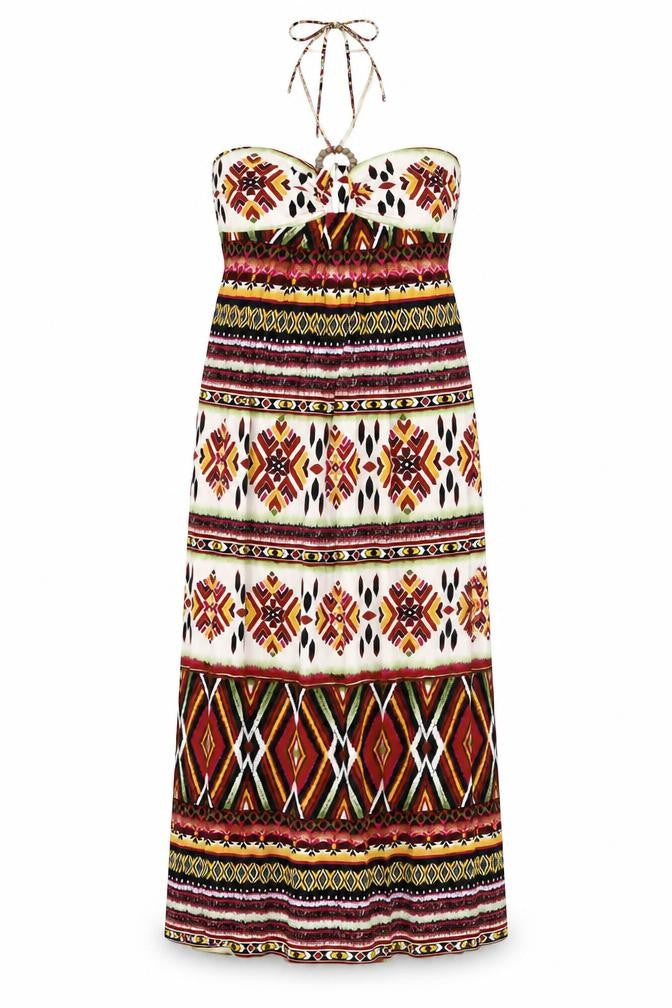 Intermission Womens Multicoloured Geometric Polyester Maxi Size 14 Halter Tie