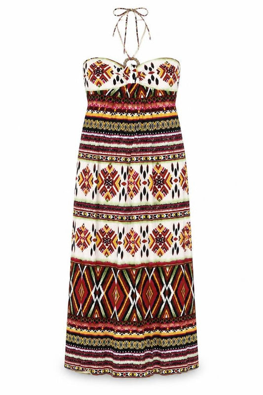 Intermission Womens Multicoloured Geometric Polyester Maxi Size 14 Halter Tie