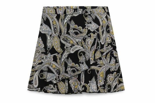 Dorothy Perkins Womens Black Paisley Polyester Skater Skirt Size 14