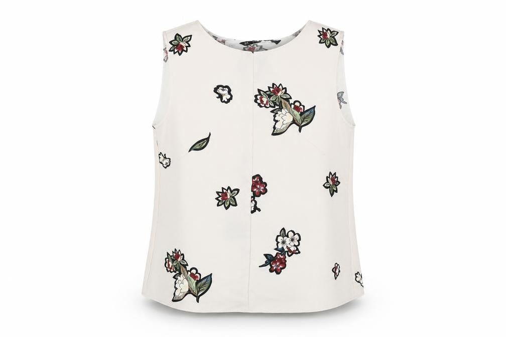 Zara Womens Ivory Floral Polyester Basic Blouse Size S Round Neck
