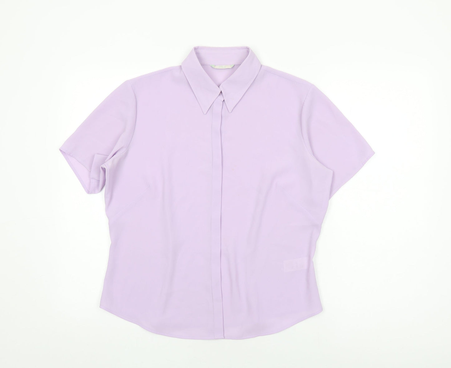 Marks and Spencer Womens Purple Polyester Basic Button-Up Size 14 Collared