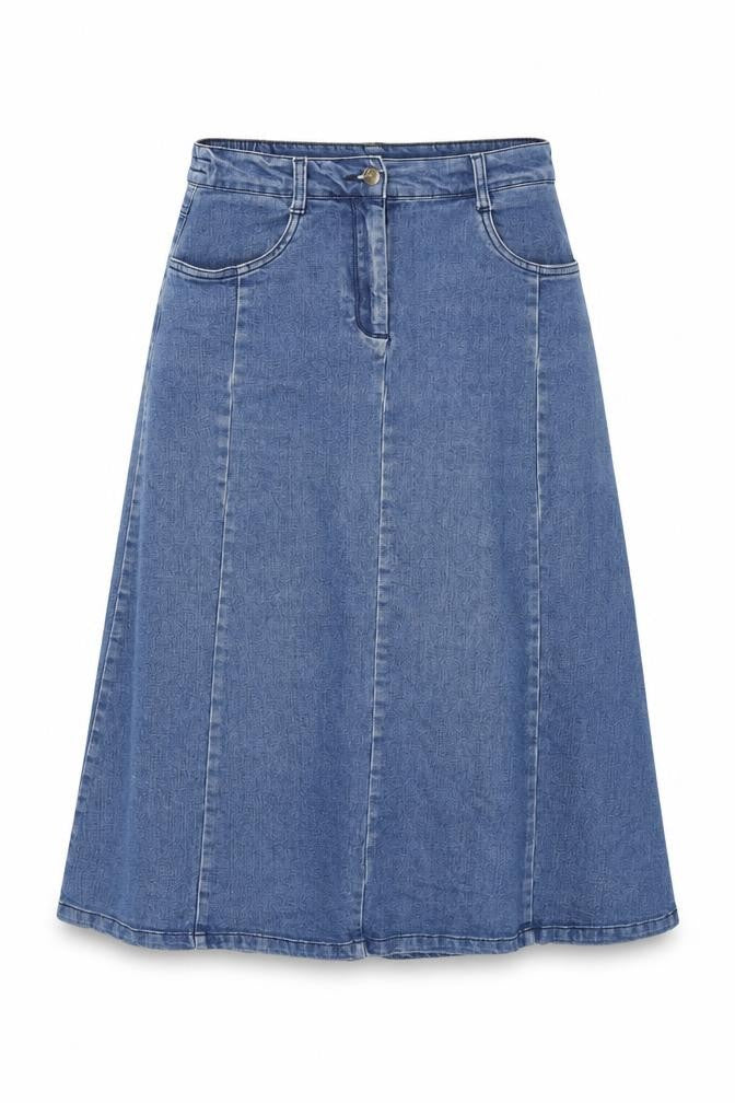 Cotton Traders Womens Blue Cotton Swing Skirt Size 10 Zip