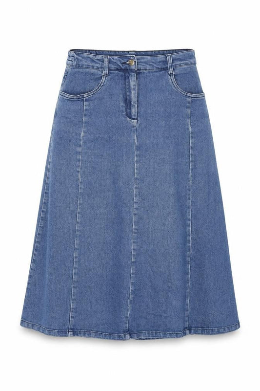 Cotton Traders Womens Blue Cotton Swing Skirt Size 10 Zip