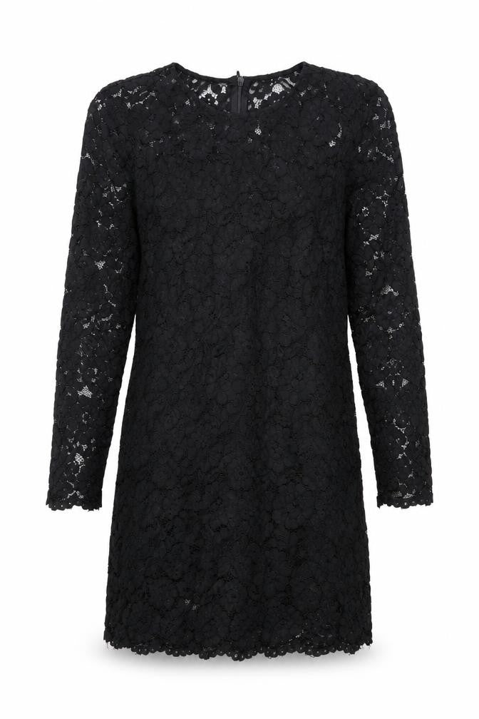H&M Womens Black Floral Viscose Shift Size 8 Round Neck Zip