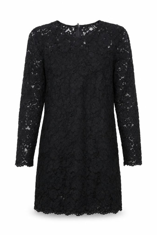 H&M Womens Black Floral Viscose Shift Size 8 Round Neck Zip