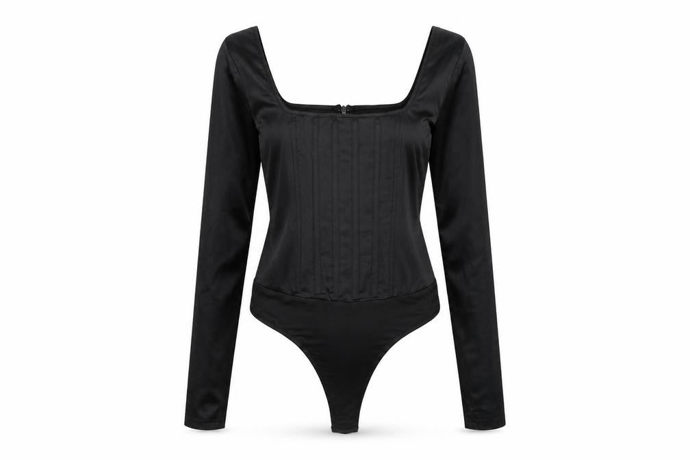 Missguided Womens Black Polyester Bodysuit One-Piece Size 8 Snap