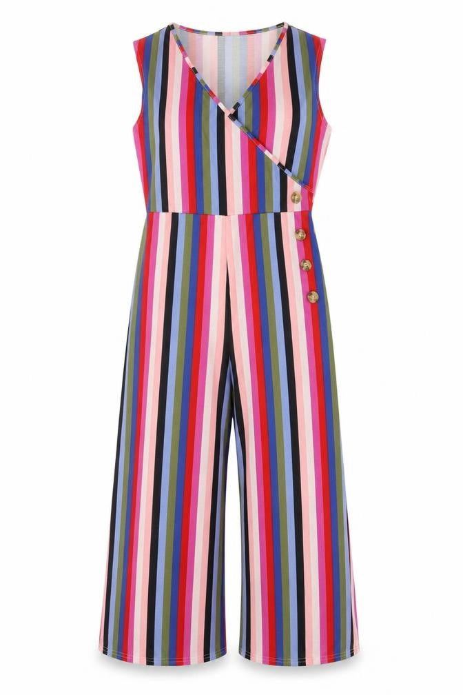 Luna Loves Womens Multicoloured Striped Viscose Jumpsuit One-Piece Size 12 L22 in Pullover