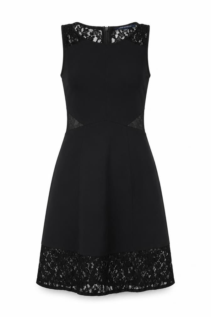 French Connection Womens Black Viscose A-Line Size 8 Round Neck Zip