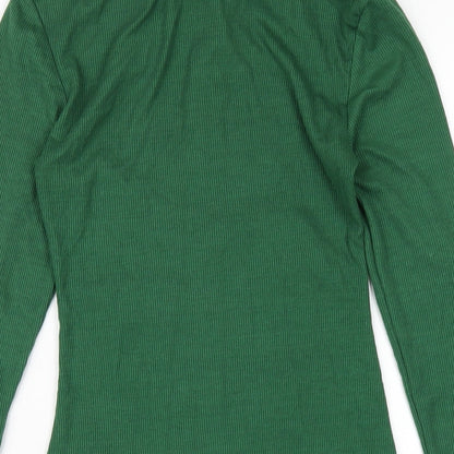 Addax Womens Green Cotton Bodycon Size S Collared Button
