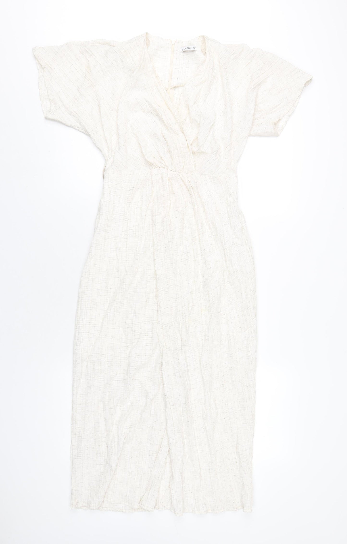 Addax Womens Beige Polyester A-Line Size 8 V-Neck Zip