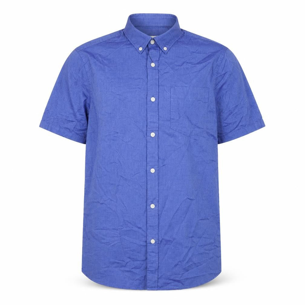 Marks & Spencer Mens Blue Cotton Button-Up Size M Collared Button